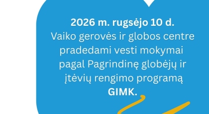 2026m. rugsėjo 10 d. pradedami GIMK mokymai.
